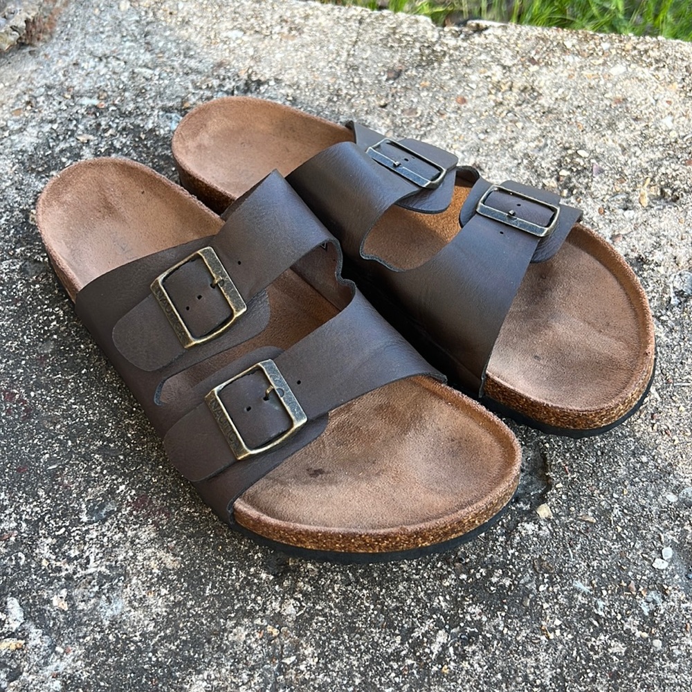 Nautica Triun Double Buckle Slide Comfort Sandal Waterproof Brown